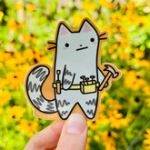 Construction Cat Vinyl Sticker